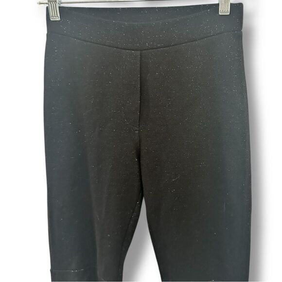 Sandro Black Glitter Straight Leg Pants Size 1 – Wool Blend, Zip Back Hem - Picture 4 of 8